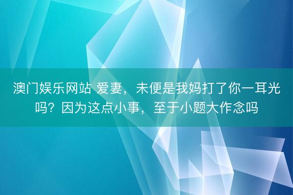 澳门娱乐网站 爱妻，未便是我妈打了你一耳光吗？因为这点小事，至于小题大作念吗