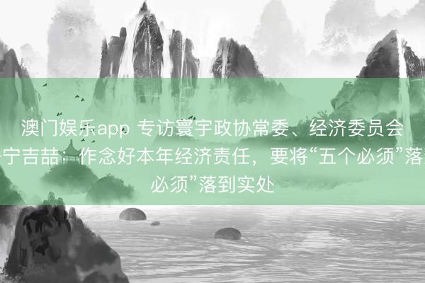 澳门娱乐app 专访寰宇政协常委、经济委员会副主任宁吉喆：作念好本年经济责任，要将“五个必须”落到实处