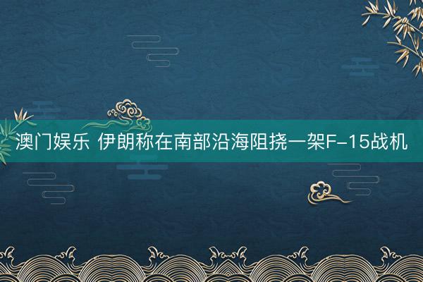 澳门娱乐 伊朗称在南部沿海阻挠一架F-15战机