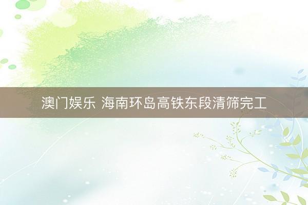 澳门娱乐 海南环岛高铁东段清筛完工