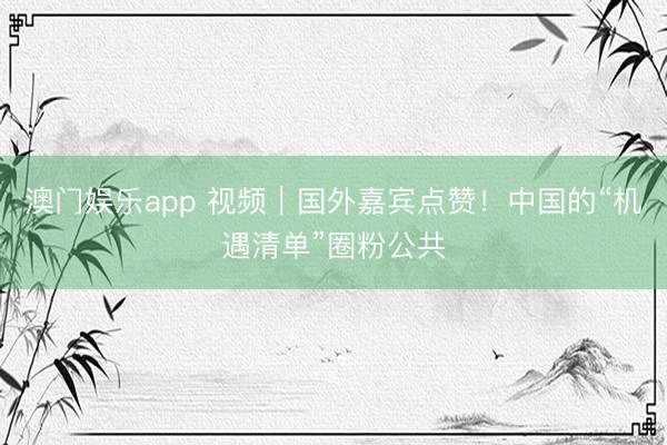 澳门娱乐app 视频｜国外嘉宾点赞！中国的“机遇清单”圈粉公共